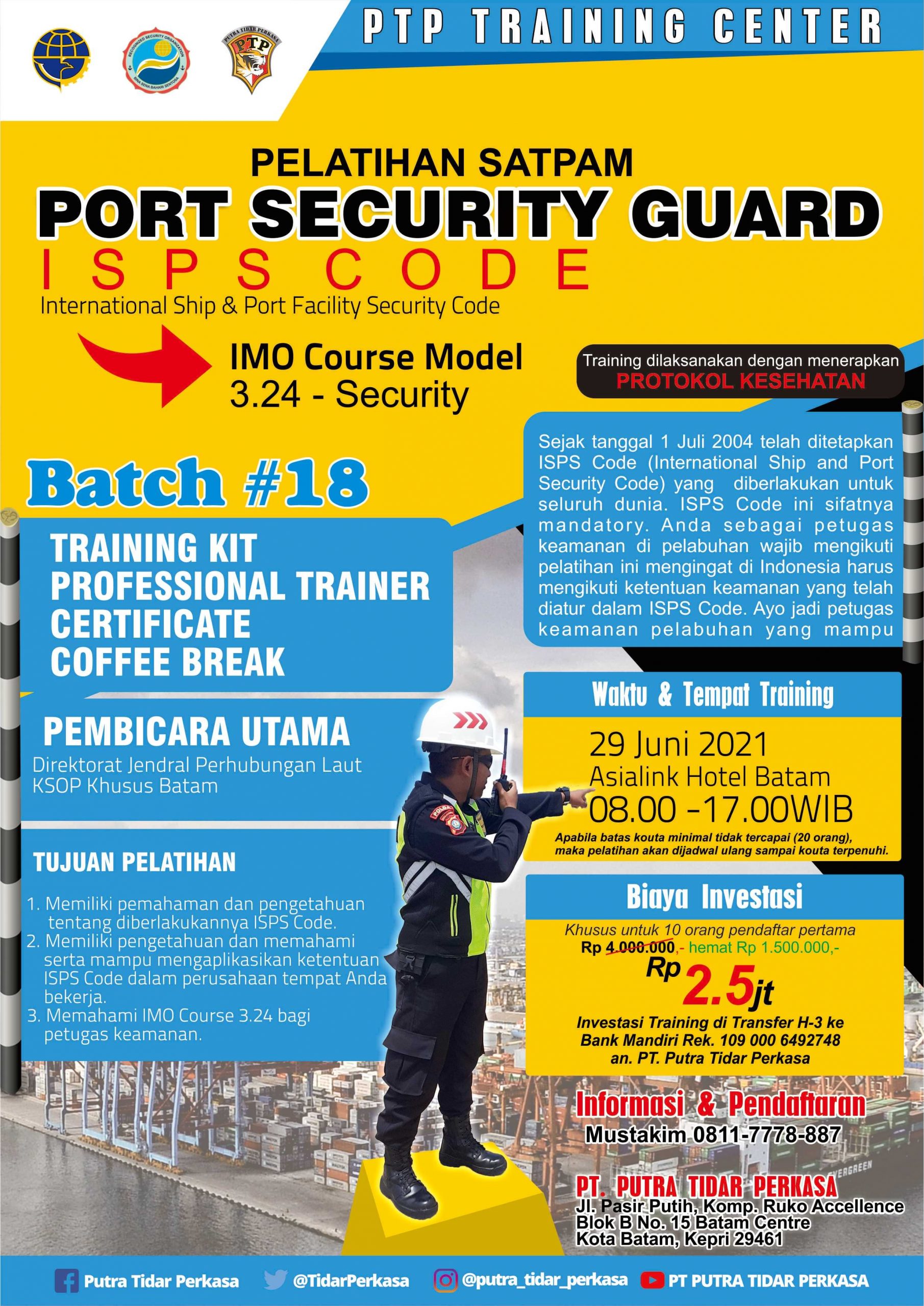 ISPS Code Training - Port Security Guard - 29 Juni 2021 - Batch #18